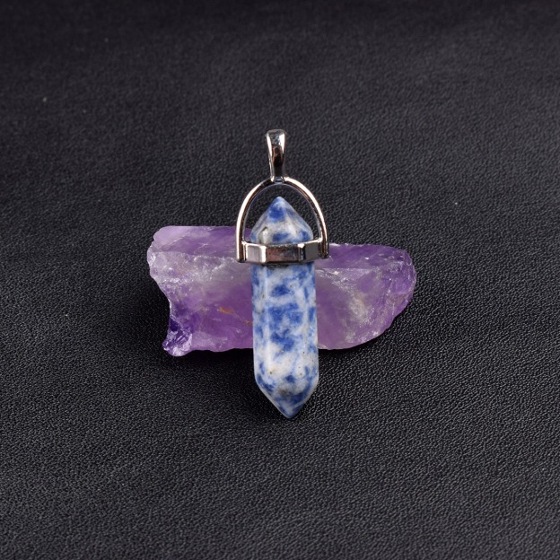 Natural Energy Crystal Point Pendant 2-Piece Set Multi-Color Healing Stone Niche Jewelry