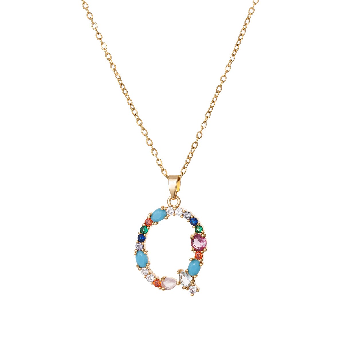 Personalized Colorful Gemstone Initial Necklace