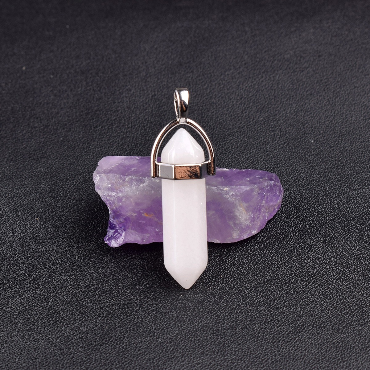 Natural Energy Crystal Point Pendant 2-Piece Set Multi-Color Healing Stone Niche Jewelry