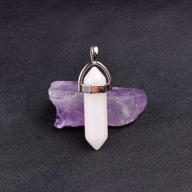 Natural Energy Crystal Point Pendant 2-Piece Set Multi-Color Healing Stone Niche Jewelry