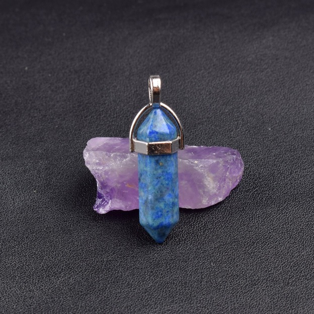 Natural Energy Crystal Point Pendant 2-Piece Set Multi-Color Healing Stone Niche Jewelry