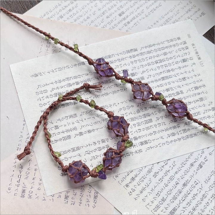 Handwoven Natural Raw Crystal Bracelet