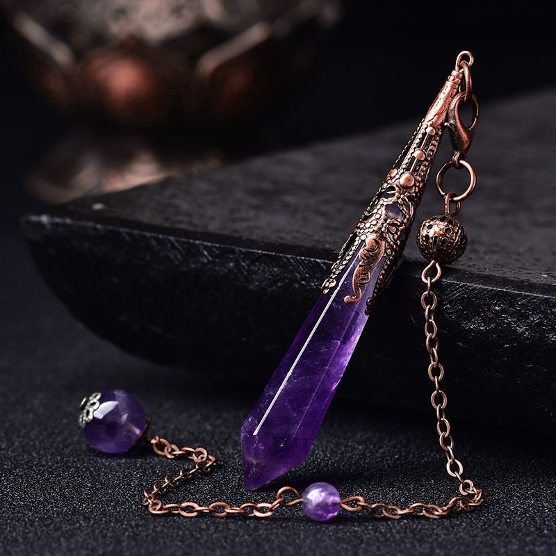 Natural Amethyst Double Terminated Point Pendulum Pendant