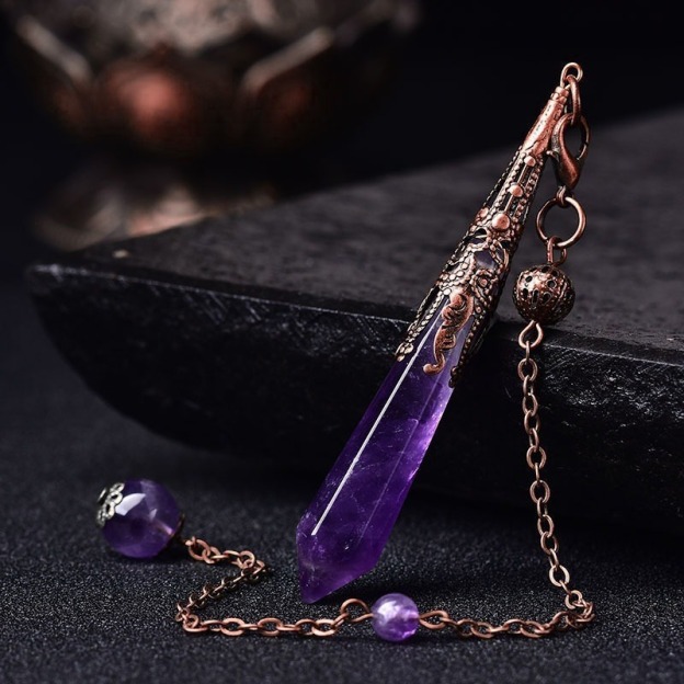 Natural Amethyst Double Terminated Point Pendulum Pendant