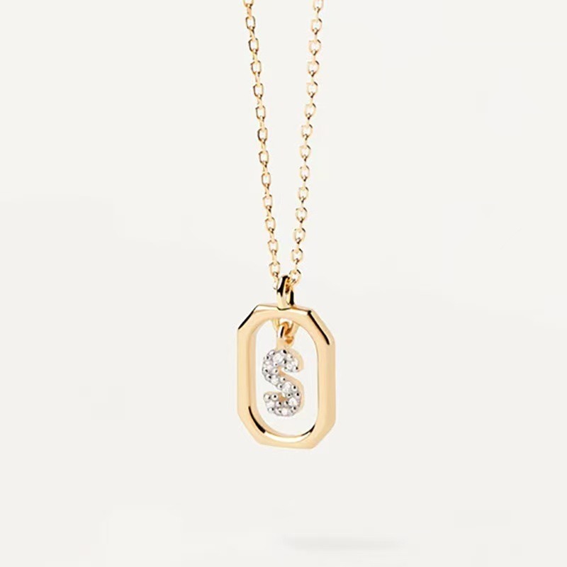 Personalized Touch 18K Gold Diamond 26 Letters Rotating Tag Necklace