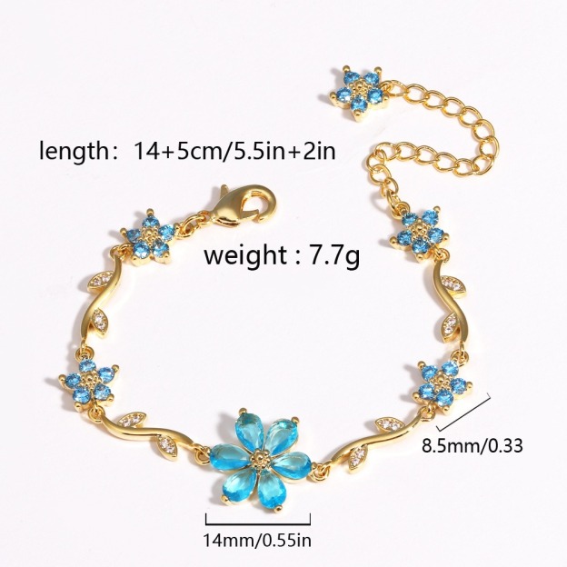 Bloom Sparkle Two-Tone Zircon Flower Bracelet