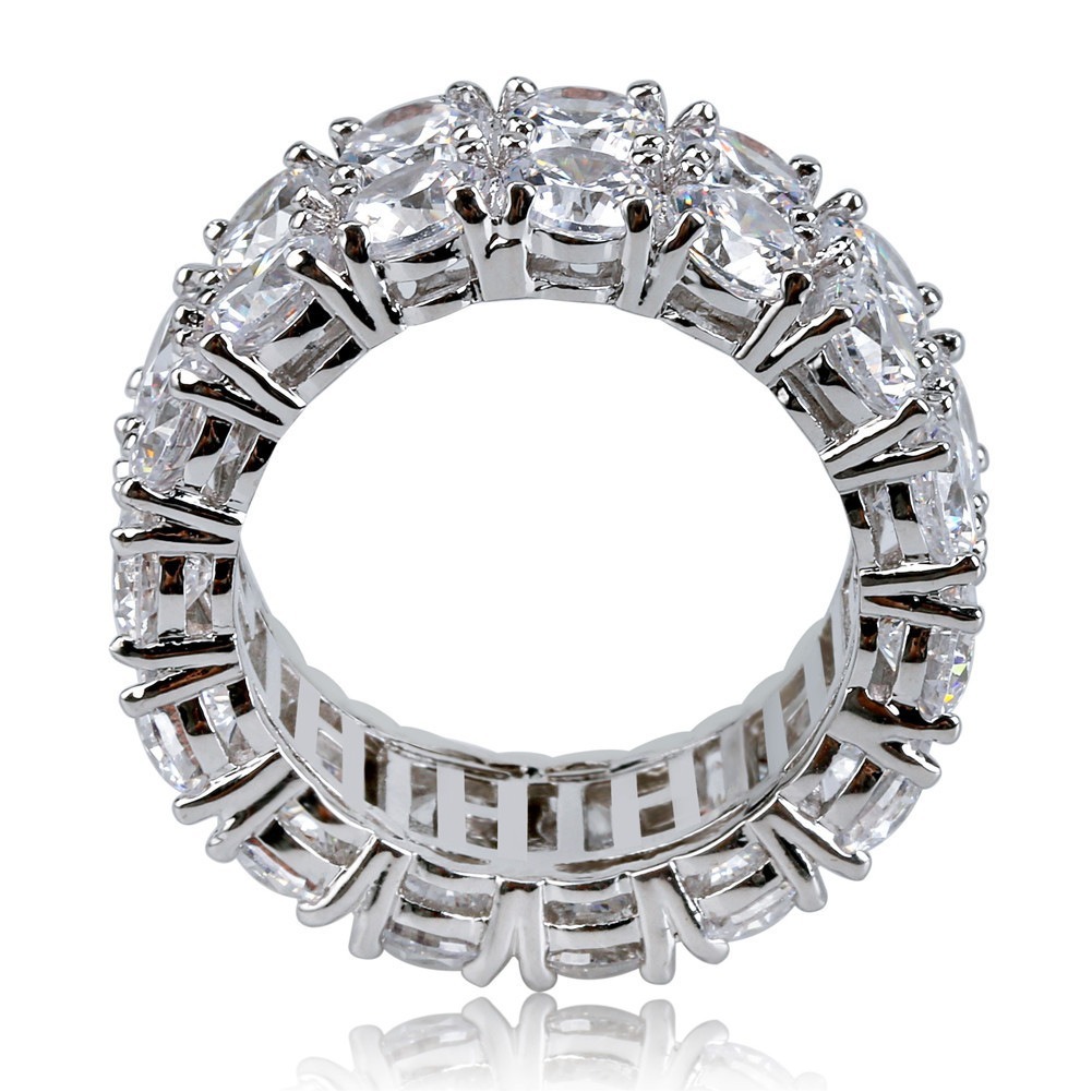 Luxury Diamond Halo Two-Tone Full Pavé Eternity Ring