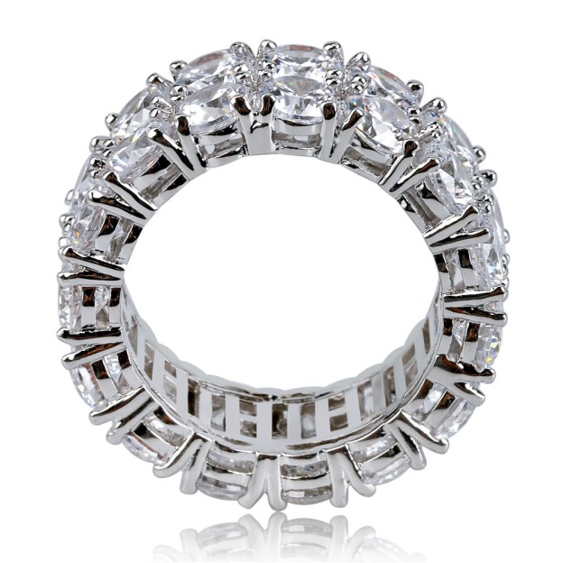 Luxury Diamond Halo Two-Tone Full Pavé Eternity Ring