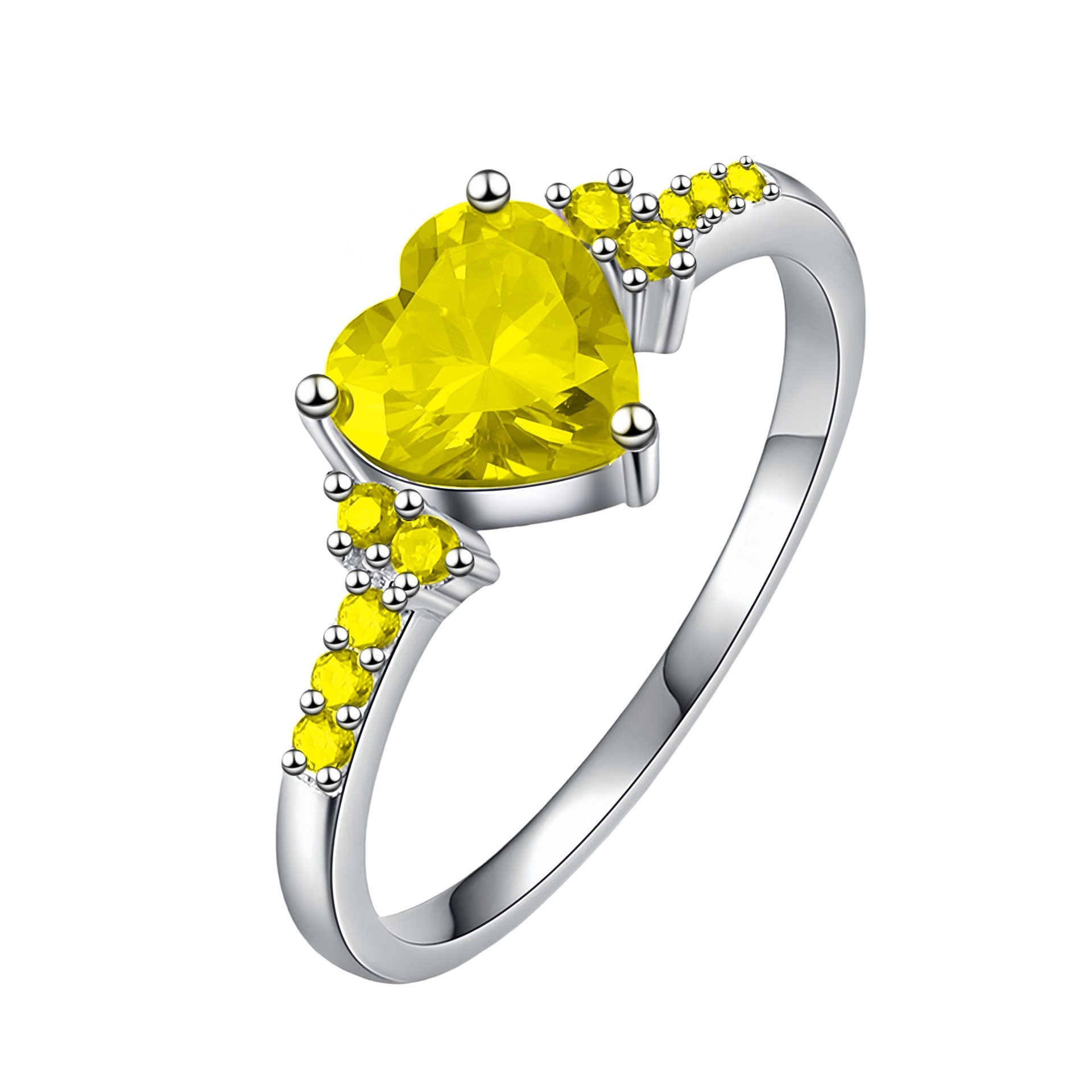 Heart of Color S925 Sterling Silver Heart Gemstone Ring