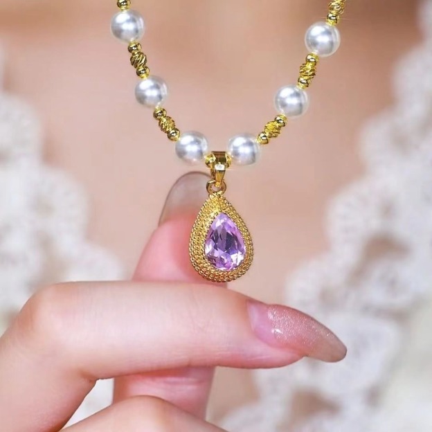 Amethyst Teardrop 18K Gold 2-in-1 Convertible Necklace