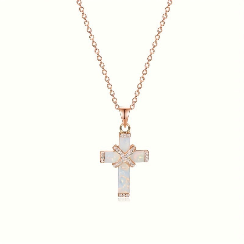 Sacred Opal Crystal Cross Necklace