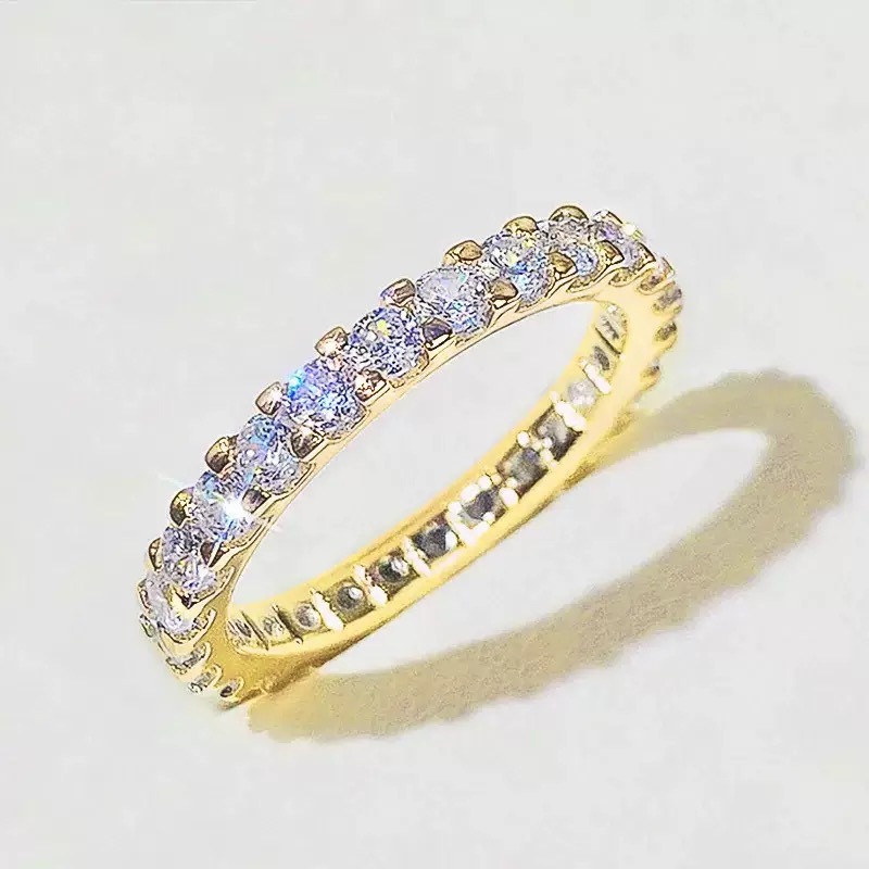 Stellar Eternity S925 Sterling Silver Pave Diamond Eternity Band Timeless Sparkle Everyday Elegance