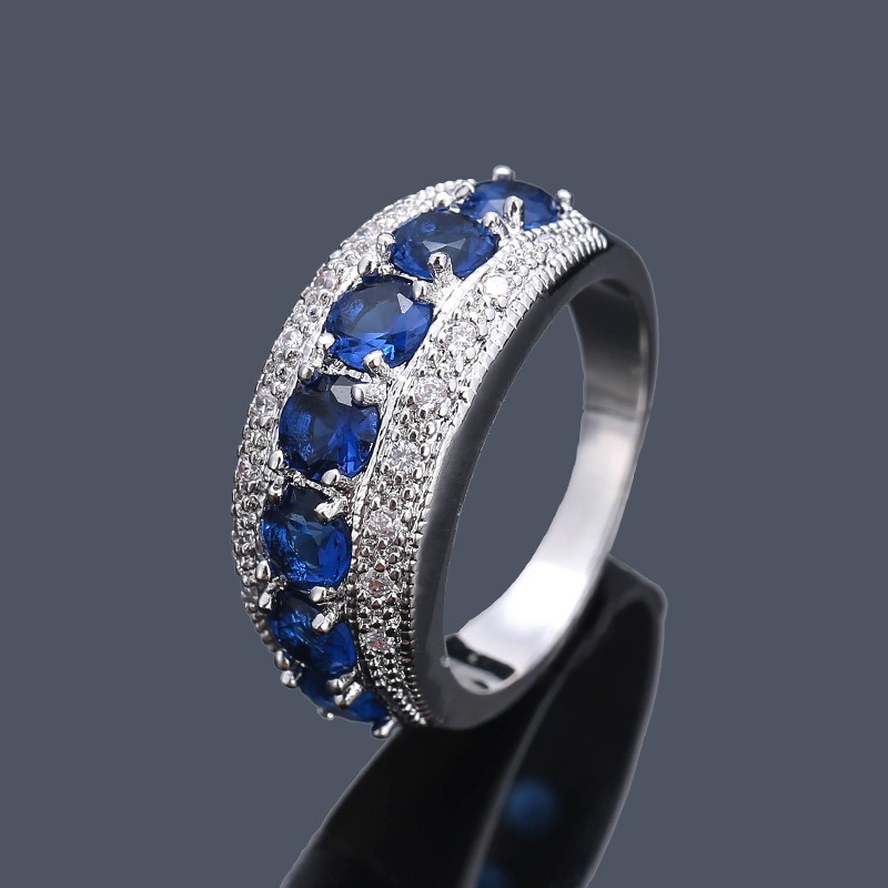 Stellar Row Platinum-Plated Multi-Color Gem Row Ring