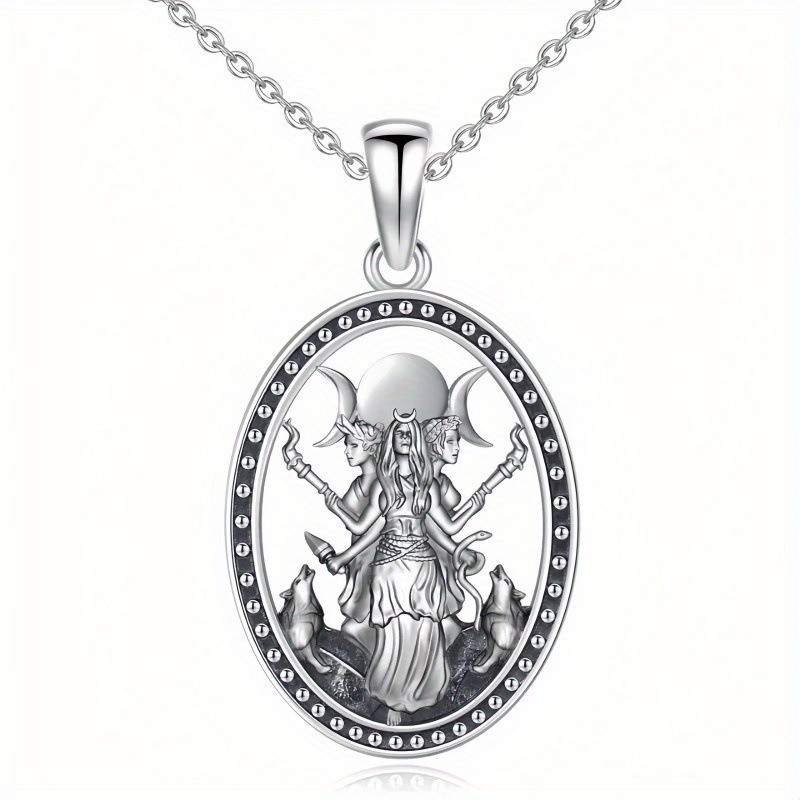 Triple Moon Hecate S925 Sterling Silver Goddess Necklace