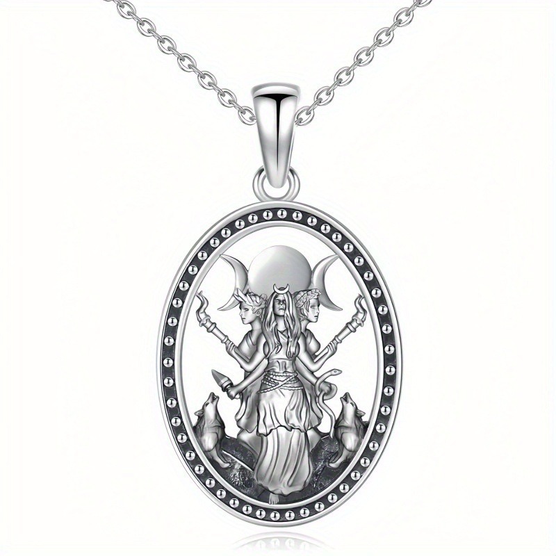 Triple Moon Hecate S925 Sterling Silver Goddess Necklace