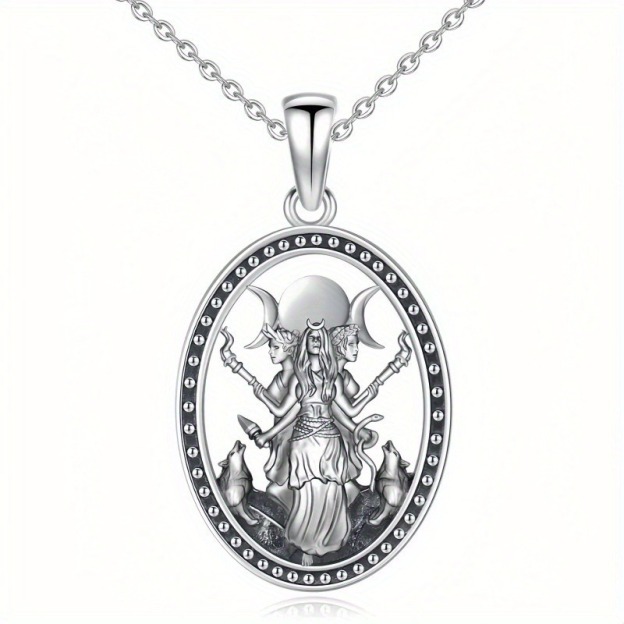 Triple Moon Hecate S925 Sterling Silver Goddess Necklace
