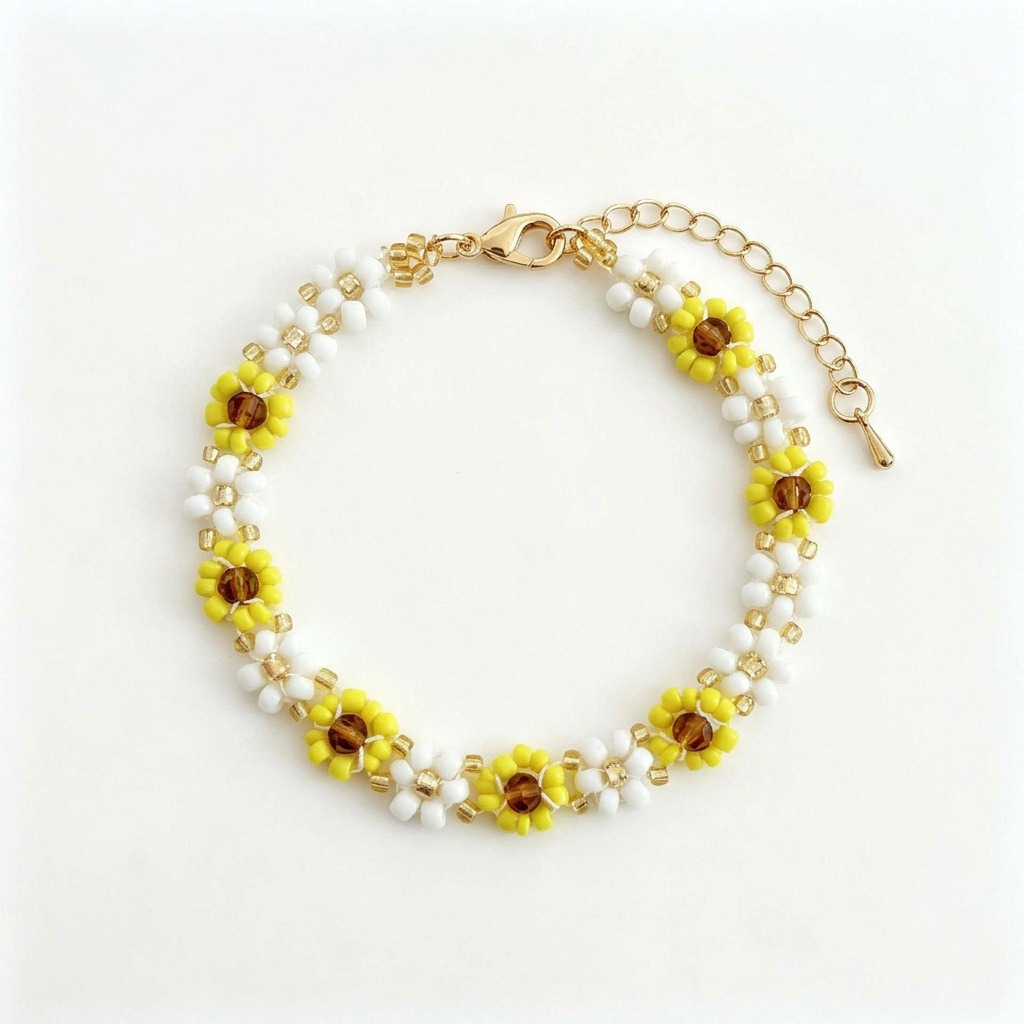 Artisan Hand-Strung Flower Beaded Bracelet