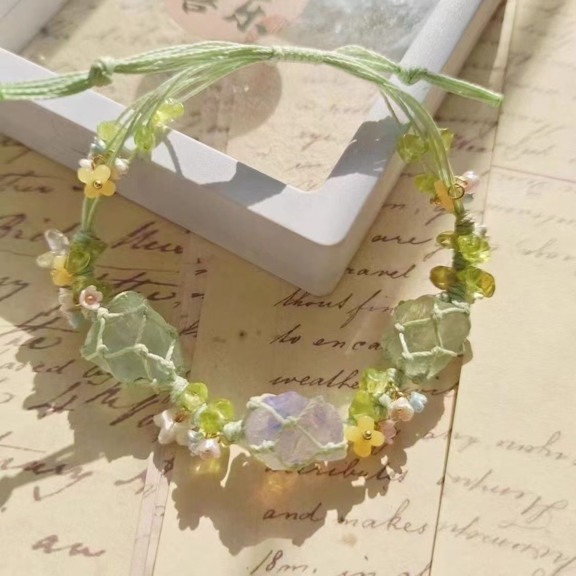 Handwoven Natural Raw Crystal Bracelet