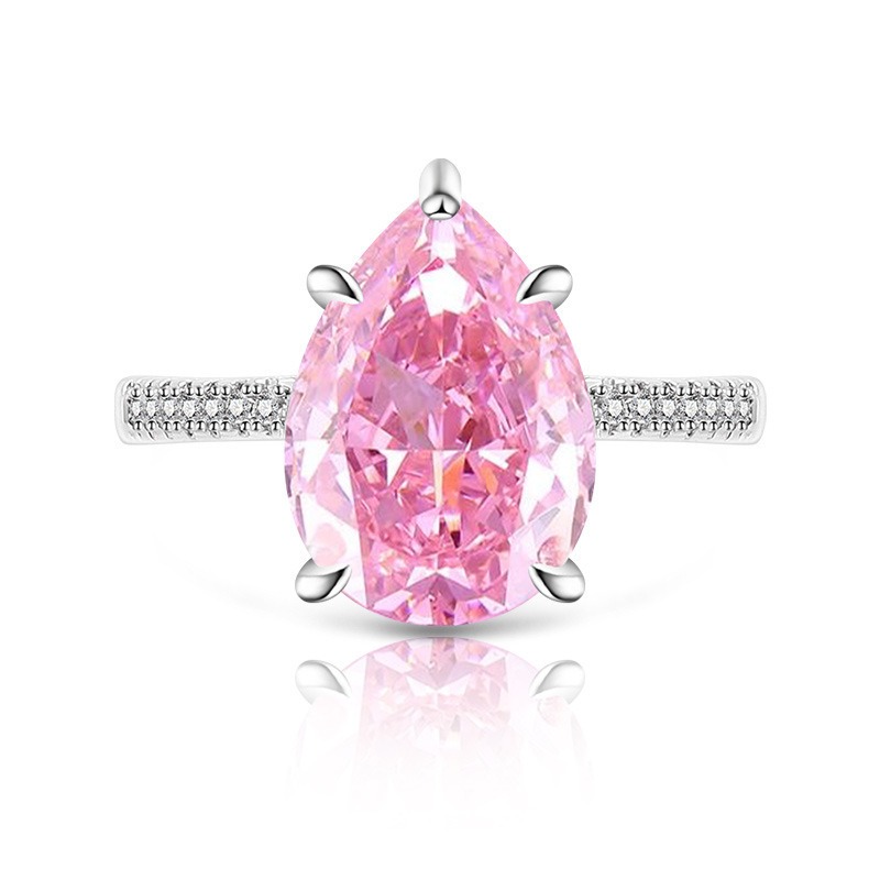 Sterling Silver 6-Prong Pear Cut Color Gem Ring