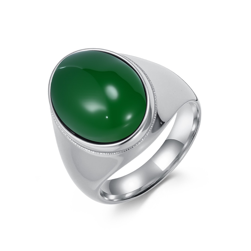 Vintage Oval Cabochon Natural Stone Signet Ring