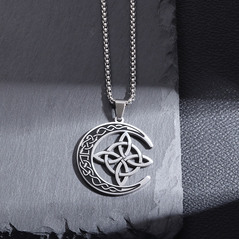 Celtic Knot Moon Hollow Necklace - S925 Silver Plated Gold/Silver Dual-Color Niche Light Luxury Pendant European