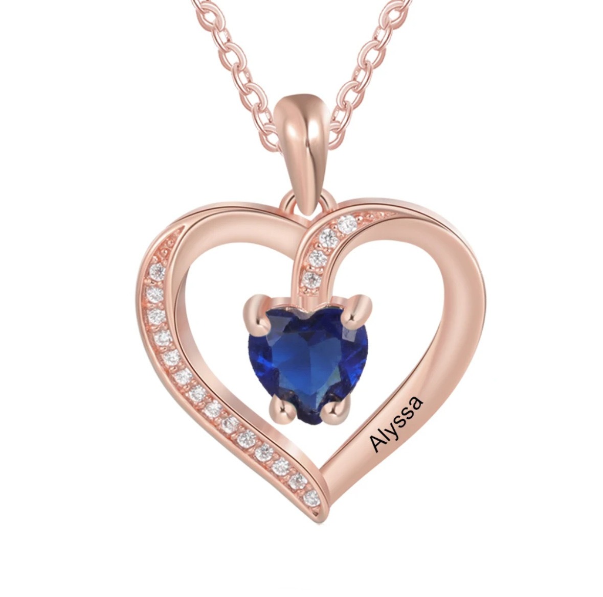 925 Sterling Silber Personalisierte Halskette mit 1 Name und 1 Geburtsstein