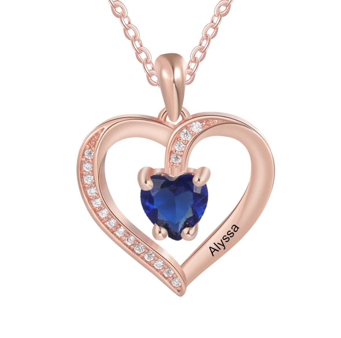 925 Sterling Silber Personalisierte Halskette mit 1 Name und 1 Geburtsstein