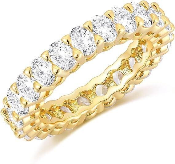 Oval Glow Full Band Multi-Tone Oval-Cut Paved Ring