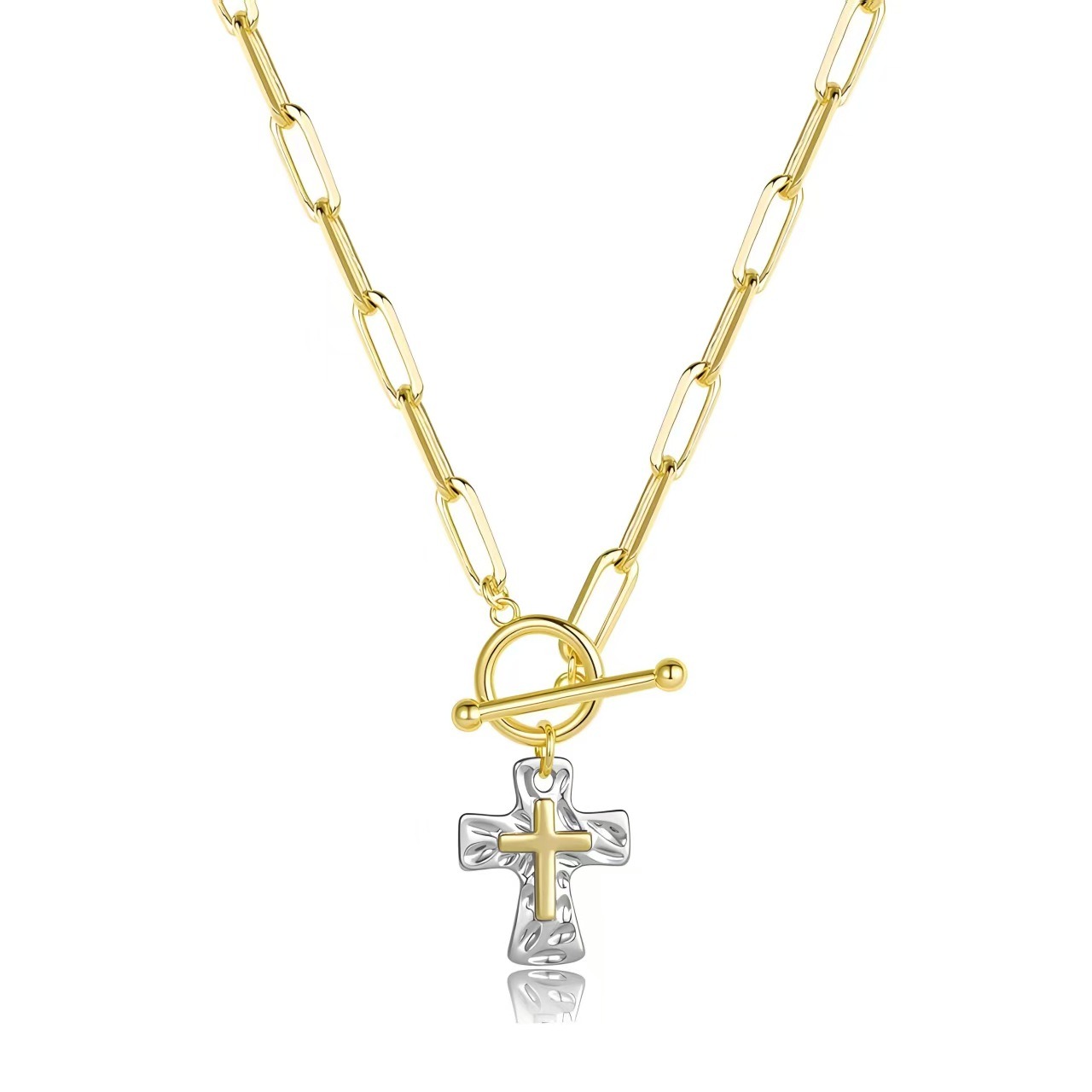 Hammered Cross Necklace