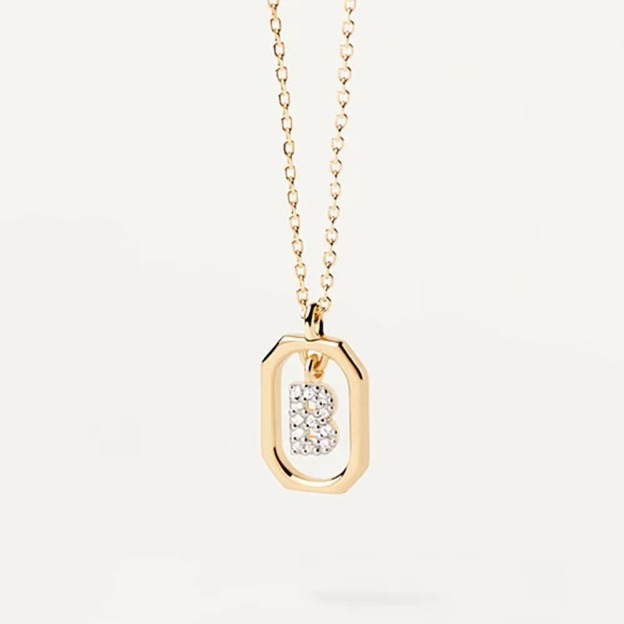 Personalized Touch 18K Gold Diamond 26 Letters Rotating Tag Necklace