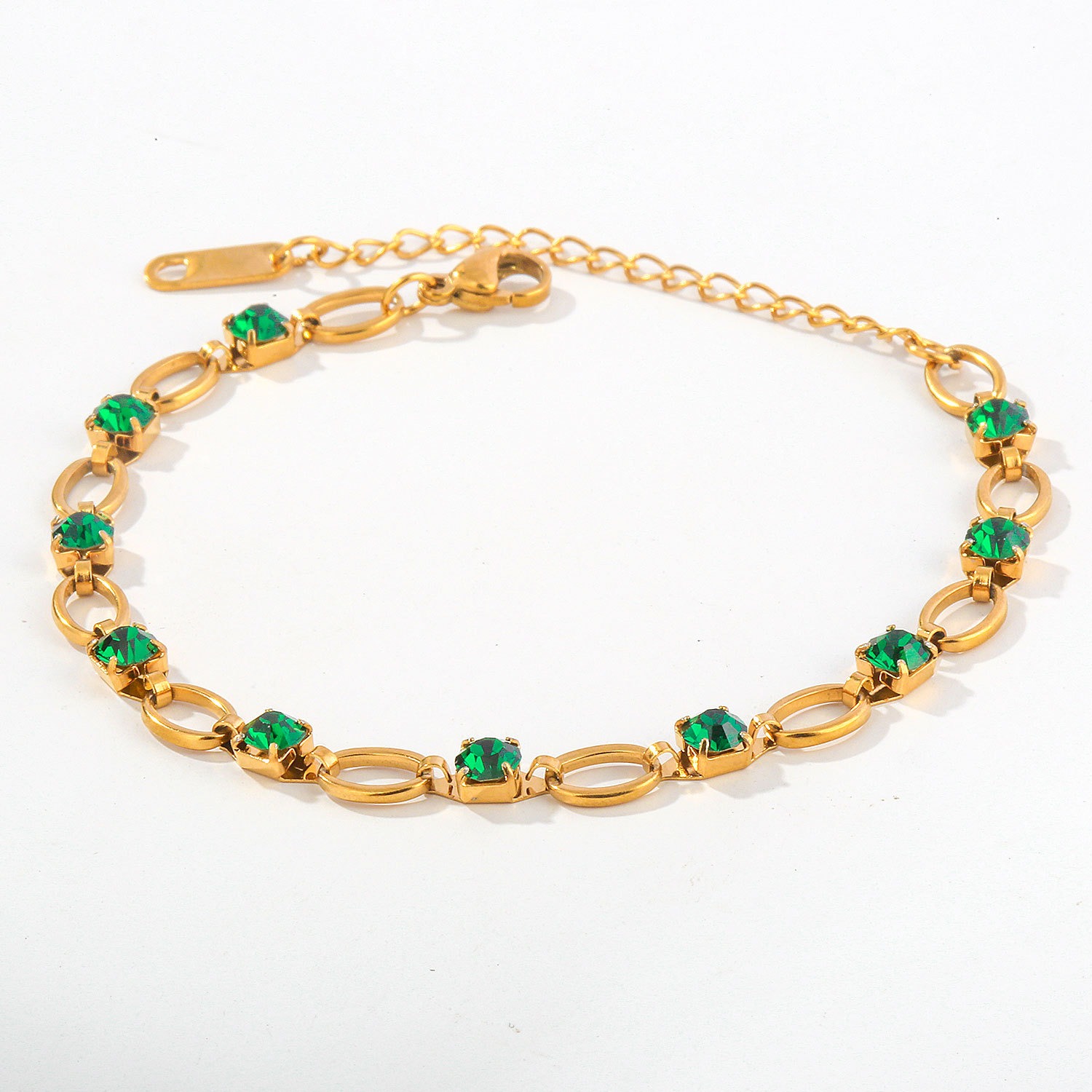 Radiant Rhythm 14K Gold Alternating Chain Gemstone Bracelet 