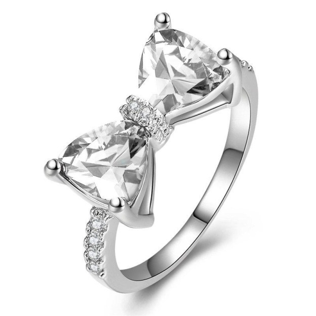 Bowtie Starburst Sterling Silver Multi-Gem Bow Ring（Free shipping on orders of two or more items）