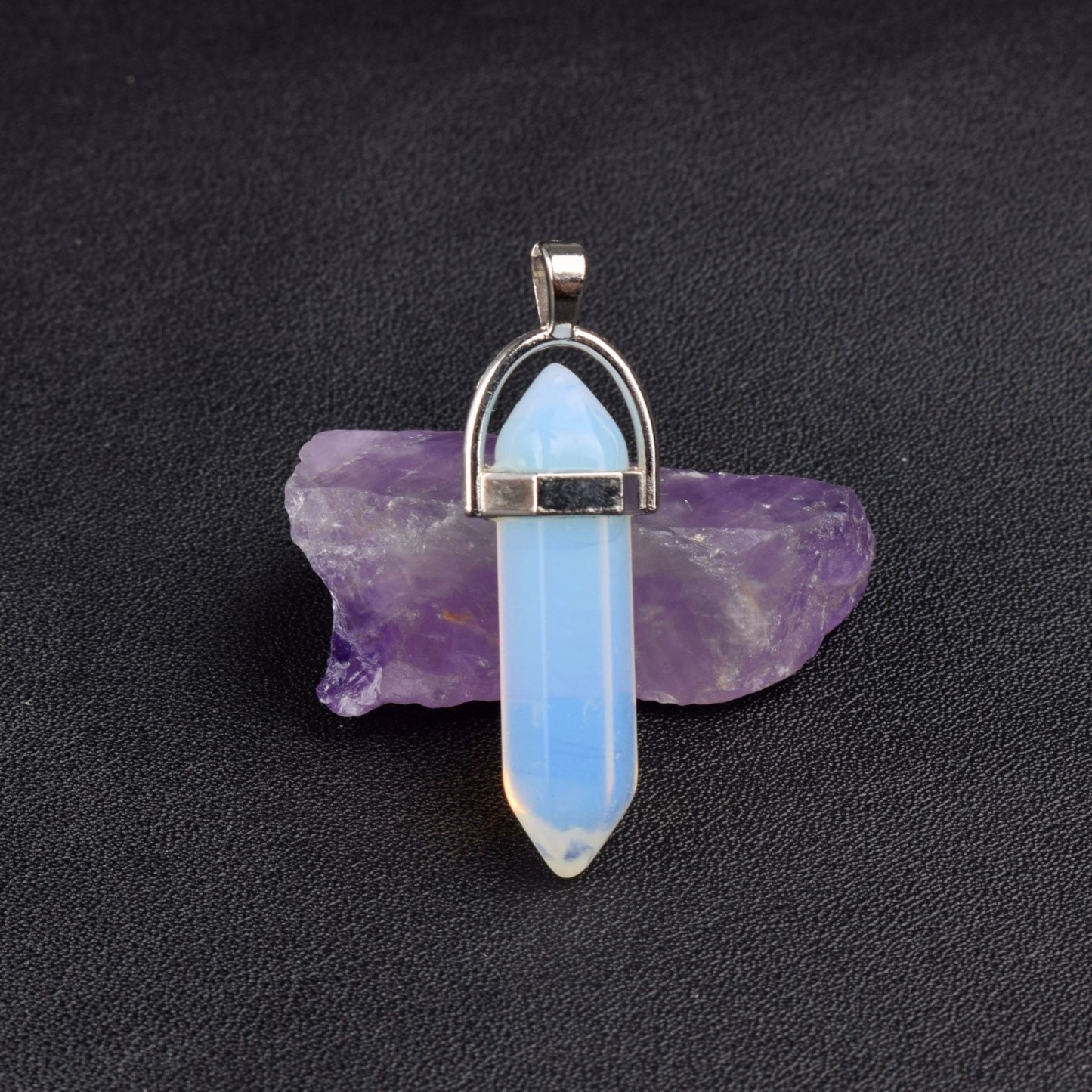Natural Energy Crystal Point Pendant 2-Piece Set Multi-Color Healing Stone Niche Jewelry