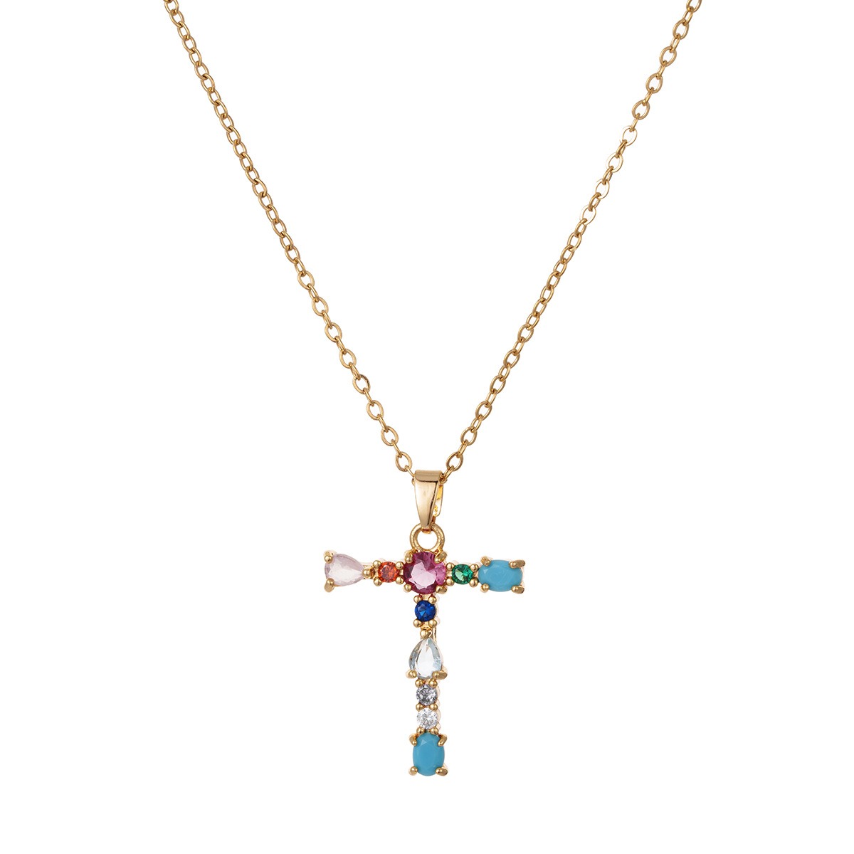 Personalized Colorful Gemstone Initial Necklace