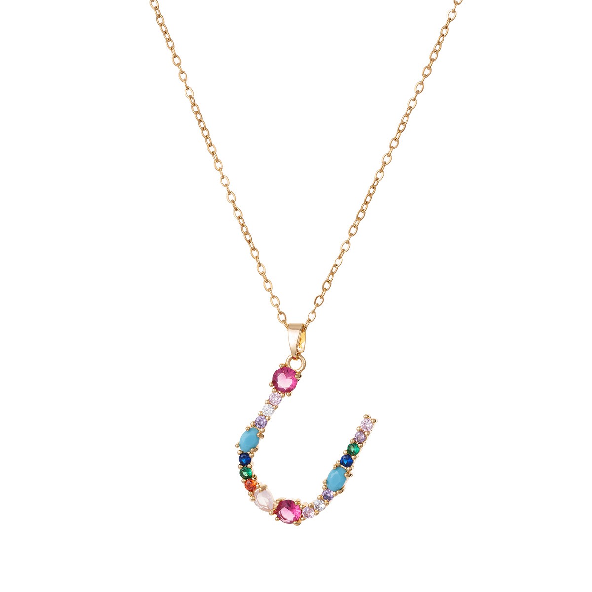 Personalized Colorful Gemstone Initial Necklace