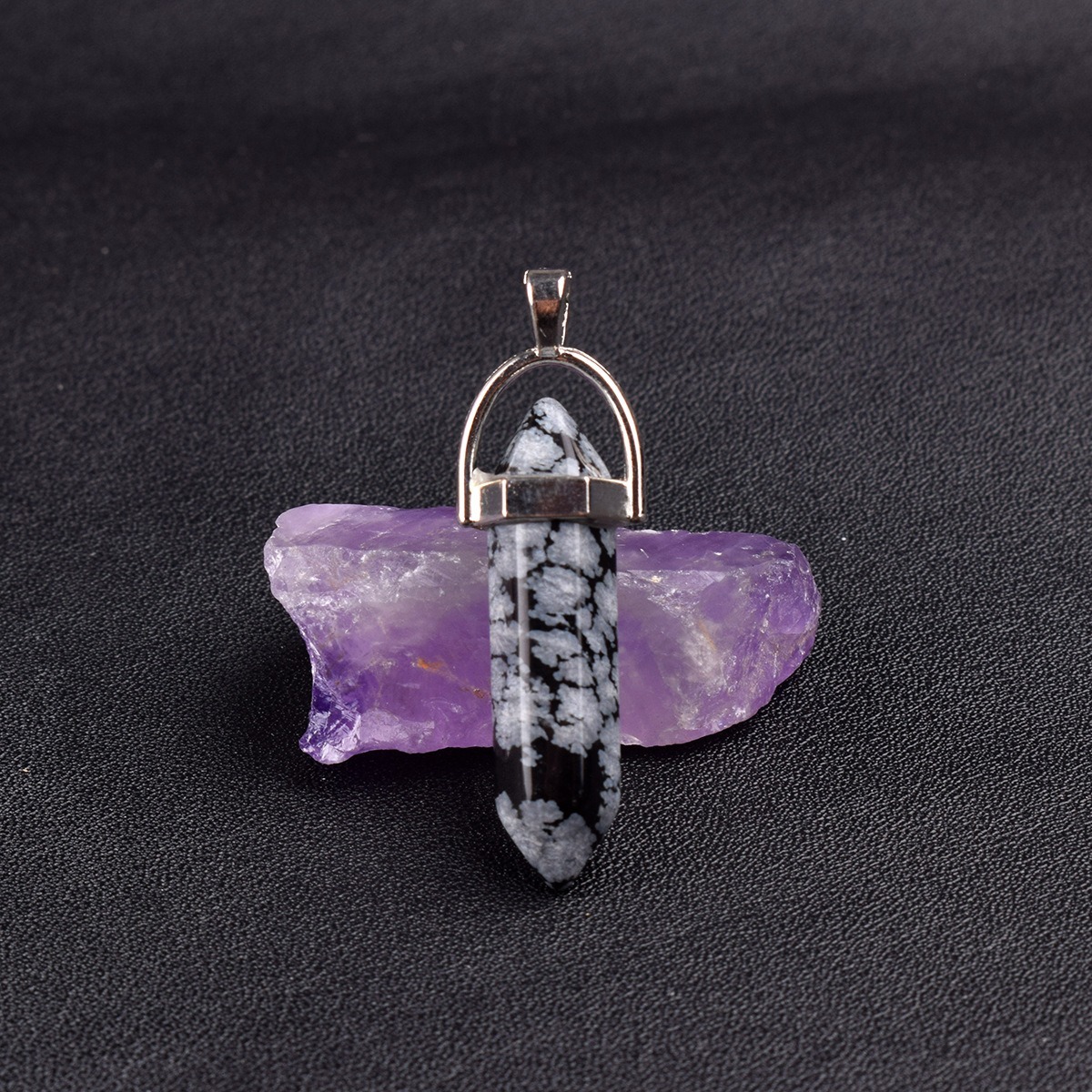 Natural Energy Crystal Point Pendant 2-Piece Set Multi-Color Healing Stone Niche Jewelry