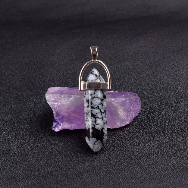 Natural Energy Crystal Point Pendant 2-Piece Set Multi-Color Healing Stone Niche Jewelry