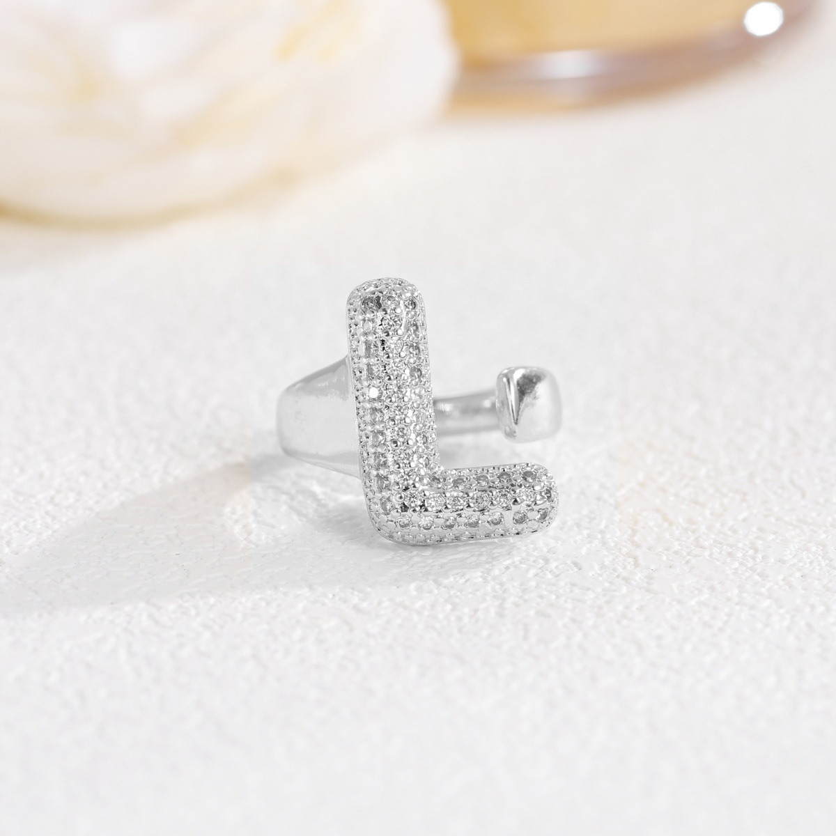 Letter Starburst 18K Gold Diamond 26-Letter Open Ring（Free shipping on orders of two or more items）