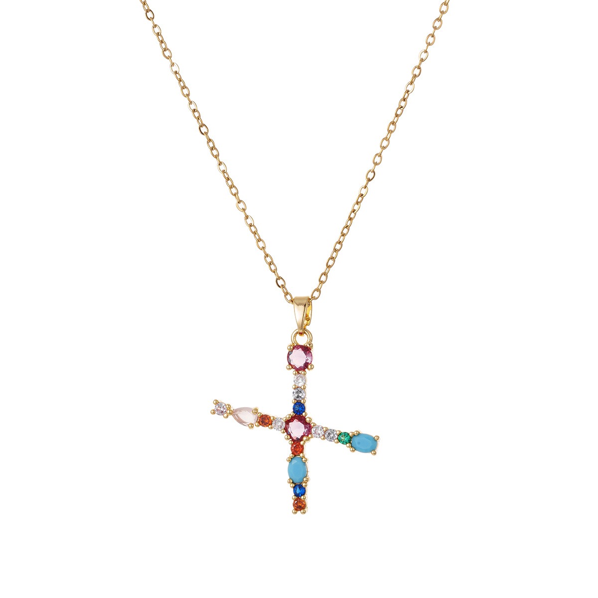 Personalized Colorful Gemstone Initial Necklace