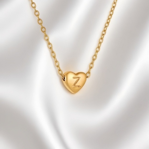  26 Letters Optional Heart Necklace - Women's Light Luxury Romantic Heart-Shaped Letter Accessory