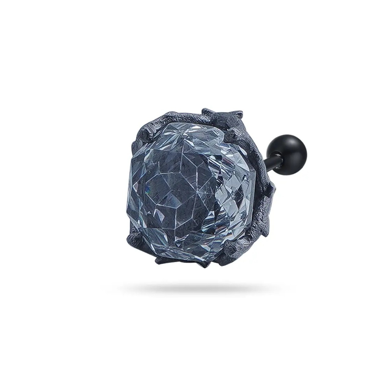 Multi-Color Gemstone Thorn Rose Ear Studs - Unisex Dark-Style Personalized Piercing Accessory