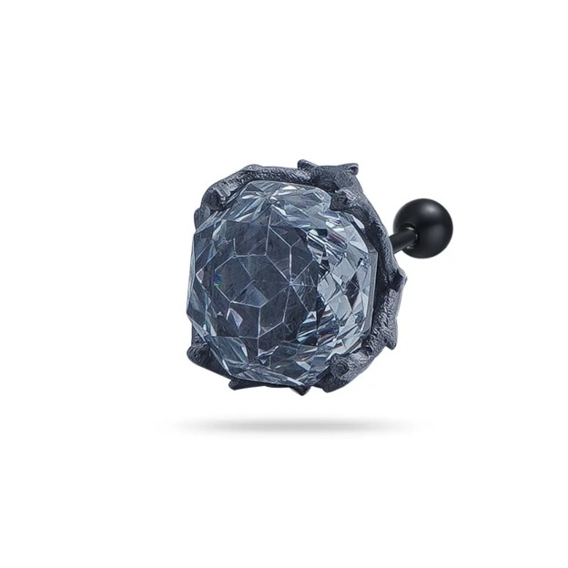 Multi-Color Gemstone Thorn Rose Ear Studs - Unisex Dark-Style Personalized Piercing Accessory