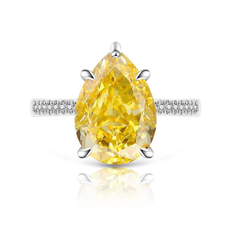 Sterling Silver 6-Prong Pear Cut Color Gem Ring