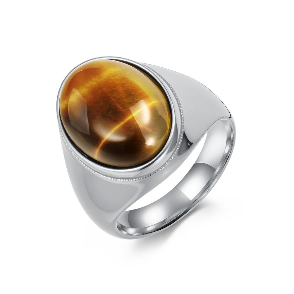 Vintage Oval Cabochon Natural Stone Signet Ring