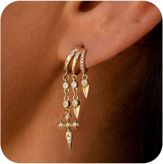 Multi-Style Multi-Layer Tassel Spike Earrings - S925 Silver Plated 18K Gold Diamond-Paved Statement Earrings