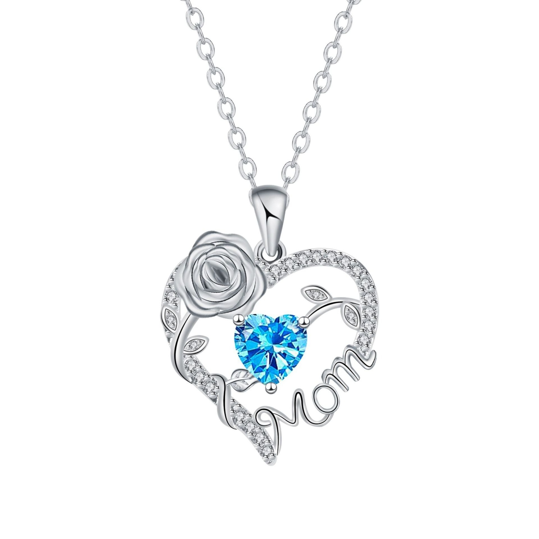 Heart Rose Mom Multi-Color Gem Necklace Light Luxury Memorial Choker