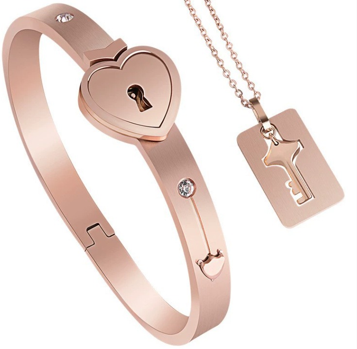 Heartlock Whisper Key & Lock Bracelet Necklace Set（Free Shipping）