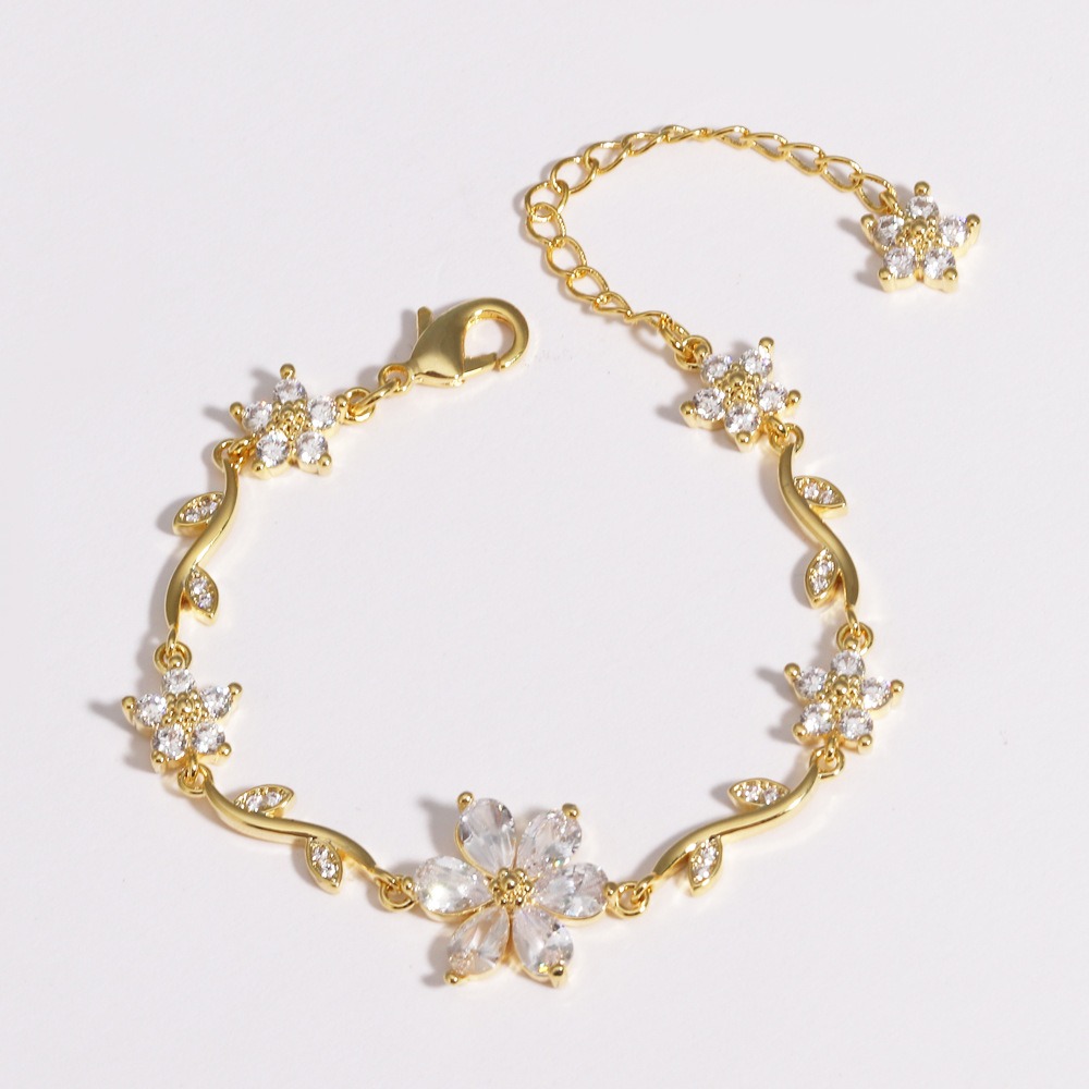 Bloom Sparkle Two-Tone Zircon Flower Bracelet