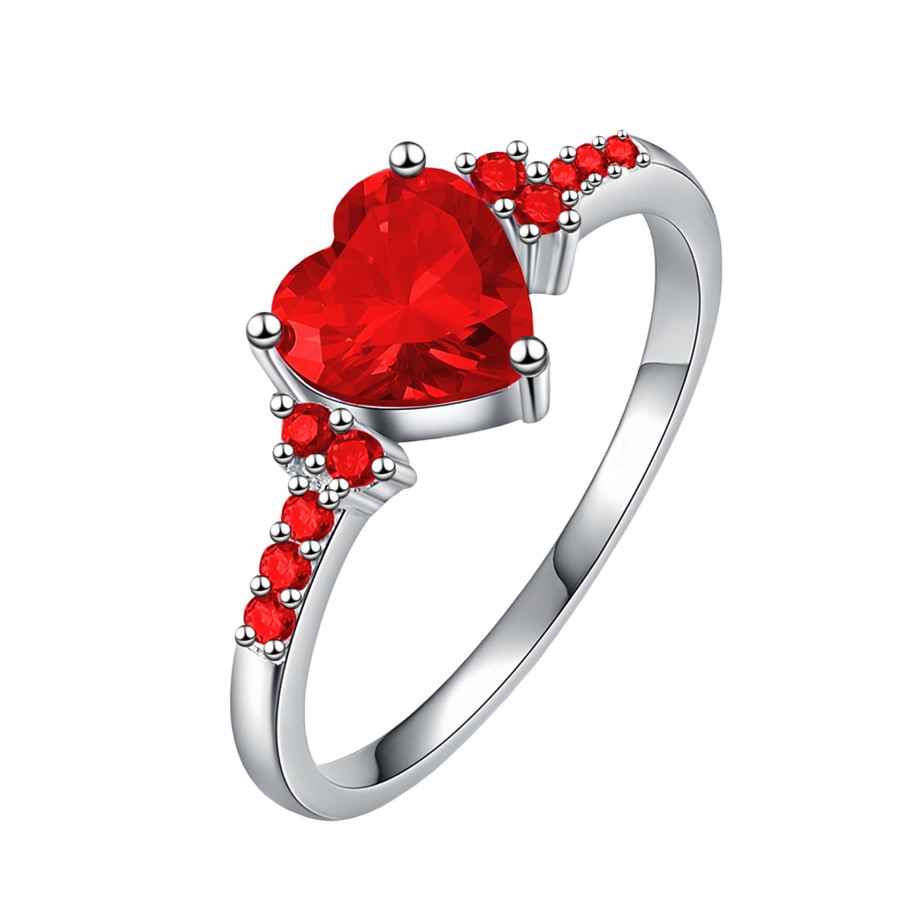Heart of Color S925 Sterling Silver Heart Gemstone Ring