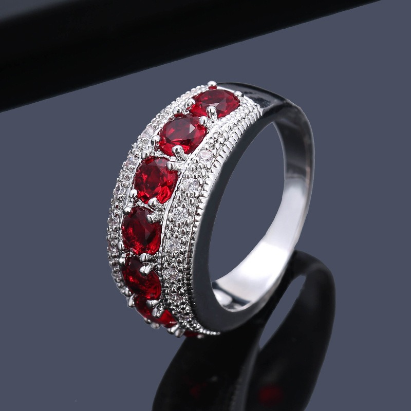 Stellar Row Platinum-Plated Multi-Color Gem Row Ring